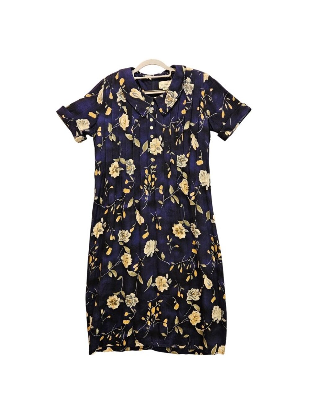 VTG Molly Malloy midi dress womens 10 petite Blue crinkle gauzy muumuu flowy tie